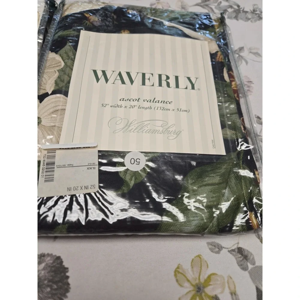2 WAVERLY Williamsburg Fairfield Curtain Valance Garden Images Black 52